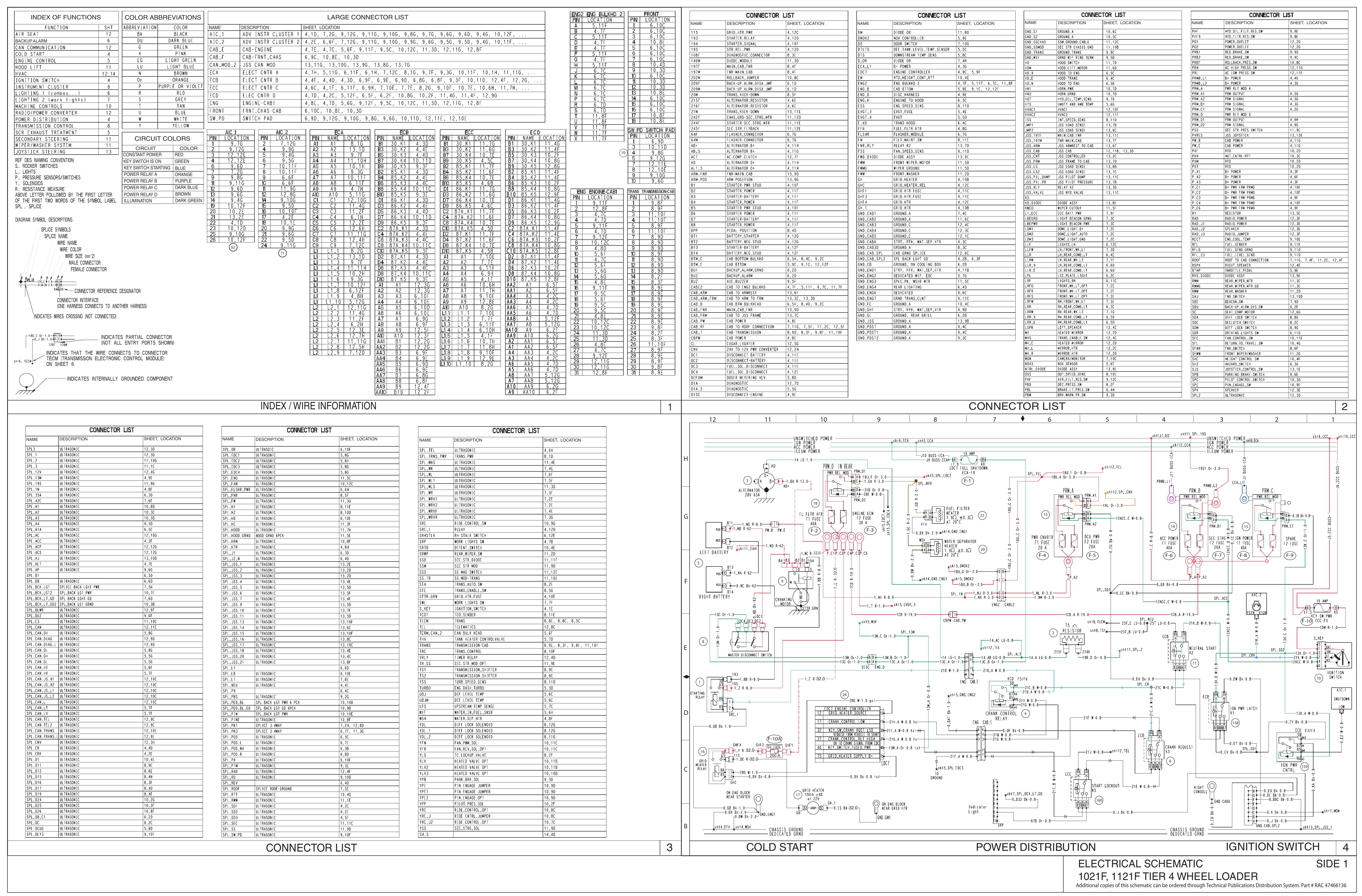 1021F, 1121F TIER 4 WHEEL LOADER ELECTRICAL SCHEMATIC